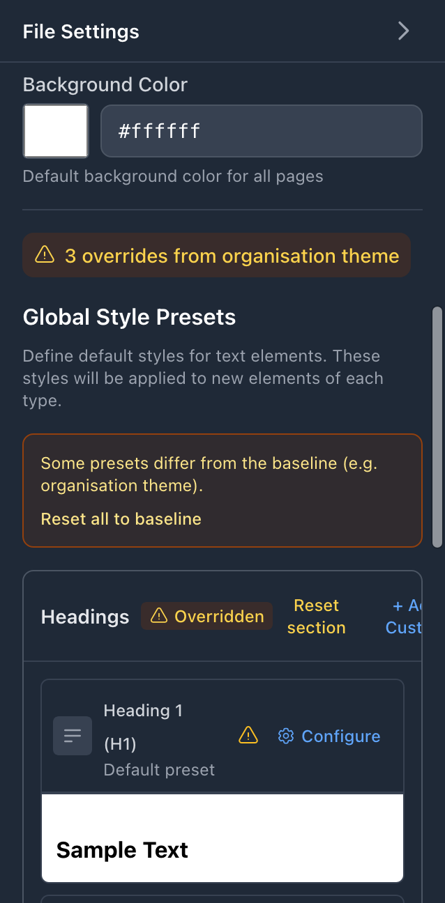 FileThis.io Global Style Presets - Manage style presets for consistent formatting