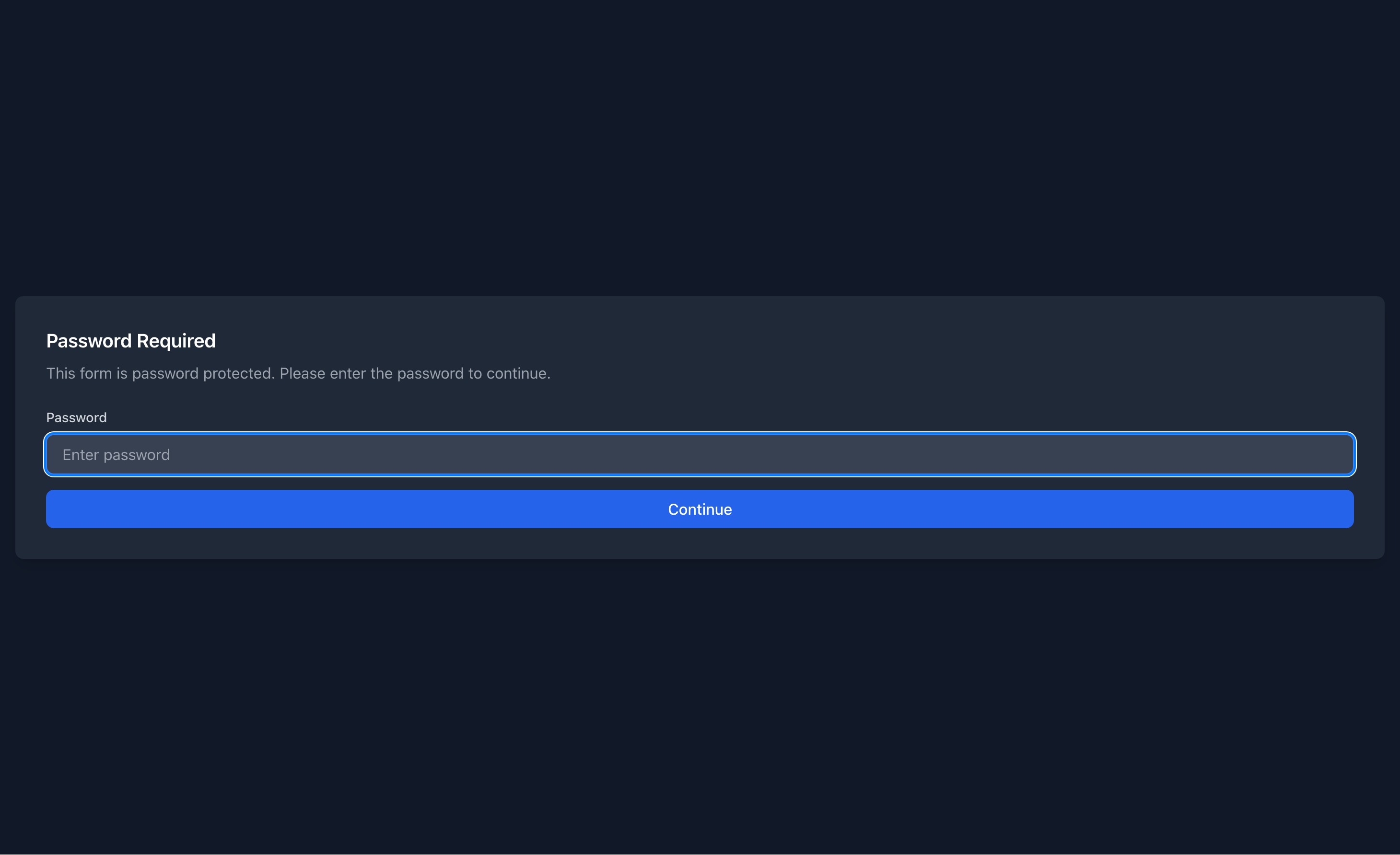 Public form with password prompt - respondents enter password to access